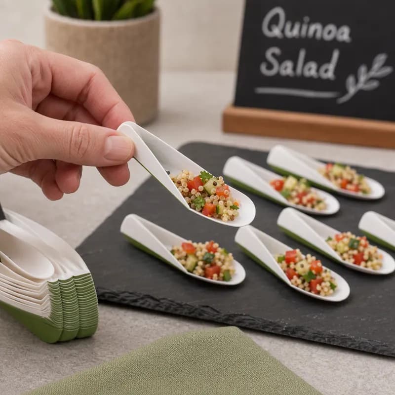 Tasting Spoon Paper White Green 2500/Case