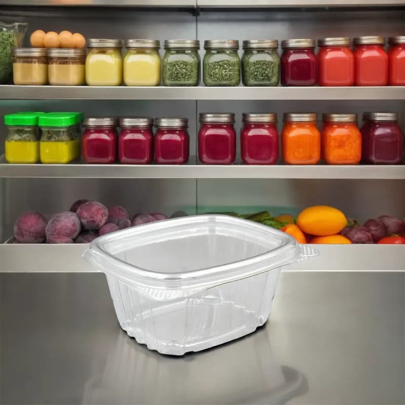 Deli Container Hinged 6 OZ PET Clear 400/Case