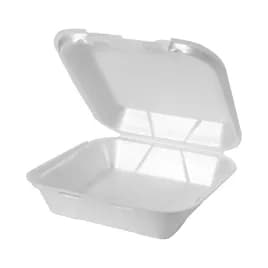 Snap-it Take-Out Container Hinged With Dome Lid 8.25X8X3 IN Polystyrene Foam White Square 200/Case