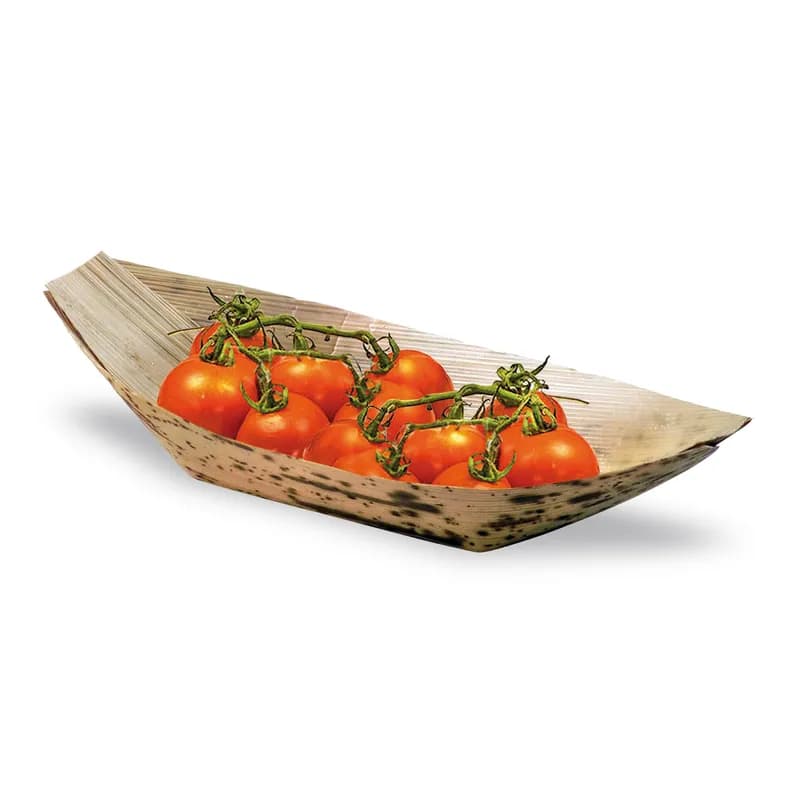 Food Tray 12 OZ Bamboo Leaf Natural Boat 100 Count/Pack 12 Packs/Case 1200 Count/Case