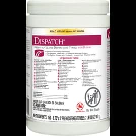 Dispatch® Fruity Floral Bleach Disinfectant Multi Surface Wipe Bleach Antibacterial 150 Count/Pack 8 Packs/Case