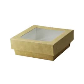 Kray Bakery Box 12 OZ 3.9X3.9X1.6 IN Corrugated Paperboard Kraft With Window 25 Count/Pack 10 Packs/Case 250 Count/Case