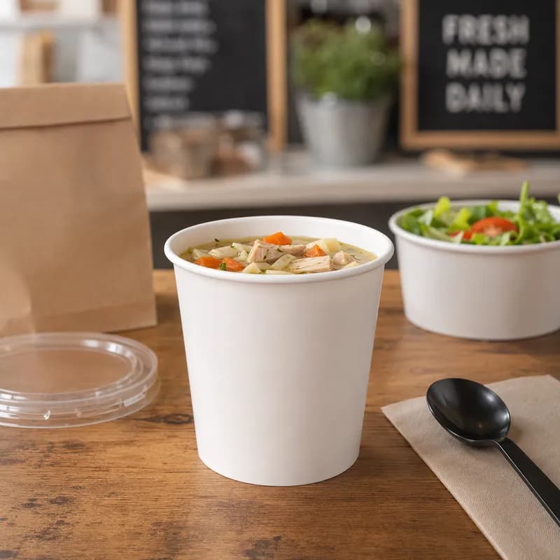 Food Container Base 16 OZ Poly-Coated Paper White Round Tall 500/Case