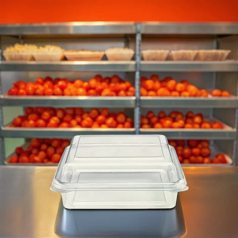 Crystal Seal® Take-Out Container Hinged 7.8X7.6X2.67 IN PET Smooth Wall 200/Case