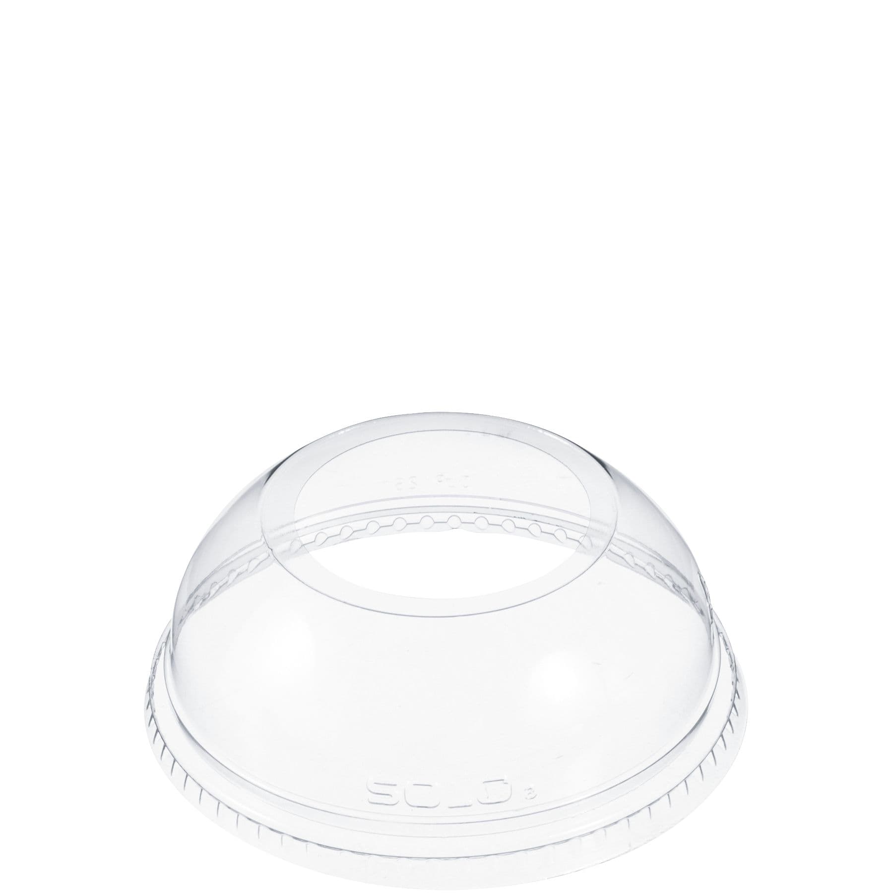 Dart® Lid Dome 3.993X1.52 IN PET Clear For 5.5-24 OZ Cold Cup With Hole Freezer Safe 100 Count/Pack 10 Packs/Case
