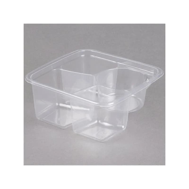 Greenware® Deli Container Base 24 OZ 3 Compartment PLA Clear Square 300/Case