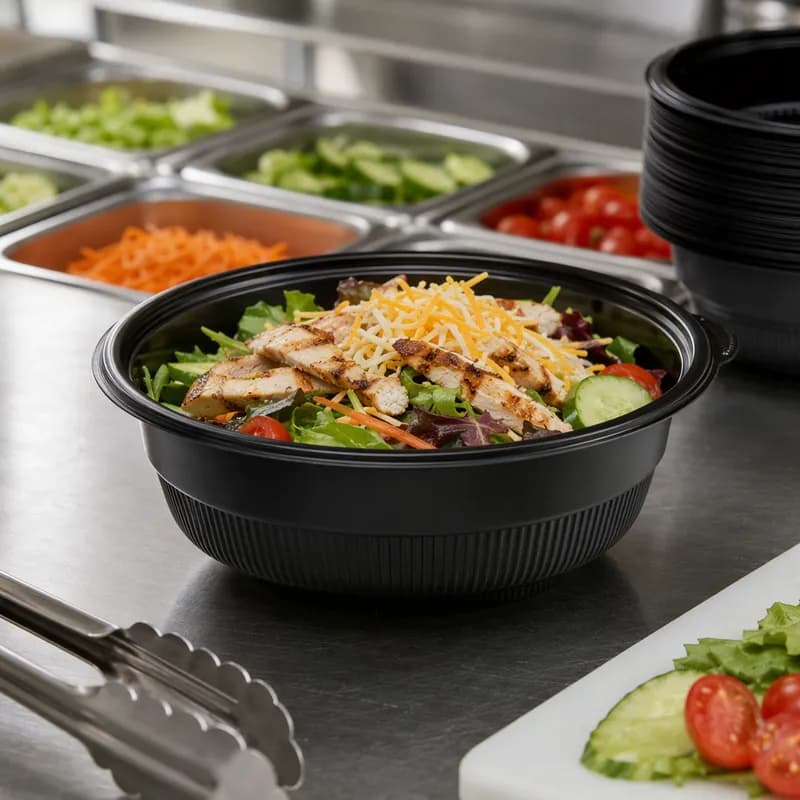 Incredi-Bowls® Bowl 48 OZ PP Black Round Microwave Safe 150/Case