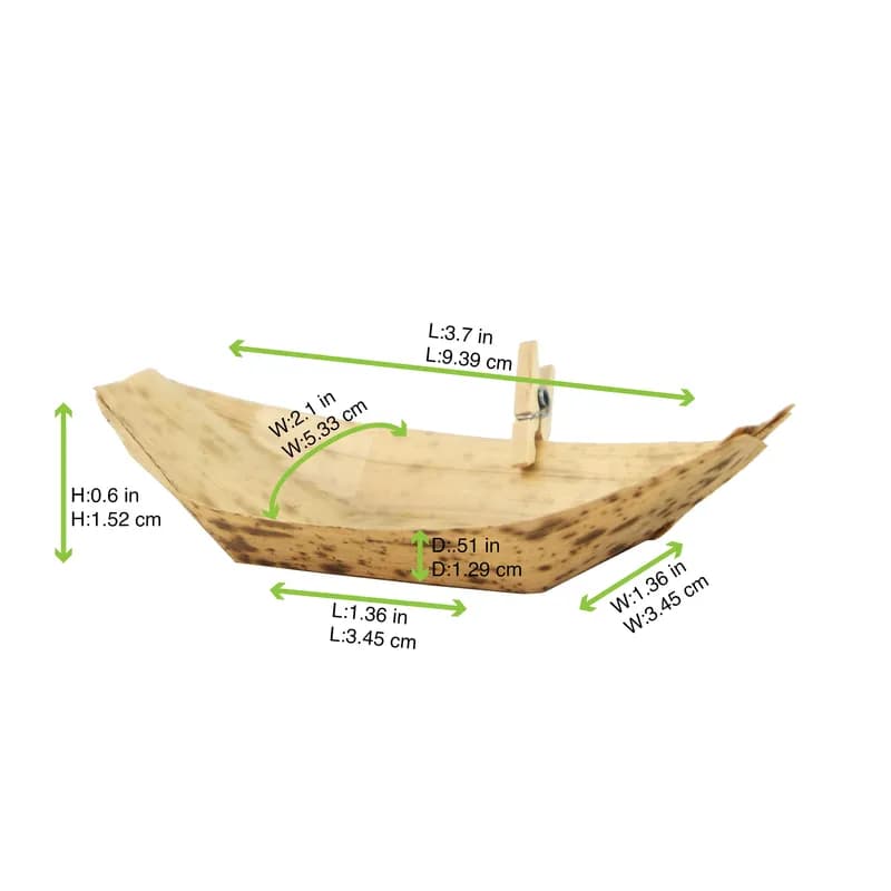 Boat Bowl 1.5 OZ Bamboo Leaf Natural 100 Count/Pack 20 Packs/Case 2000 Count/Case