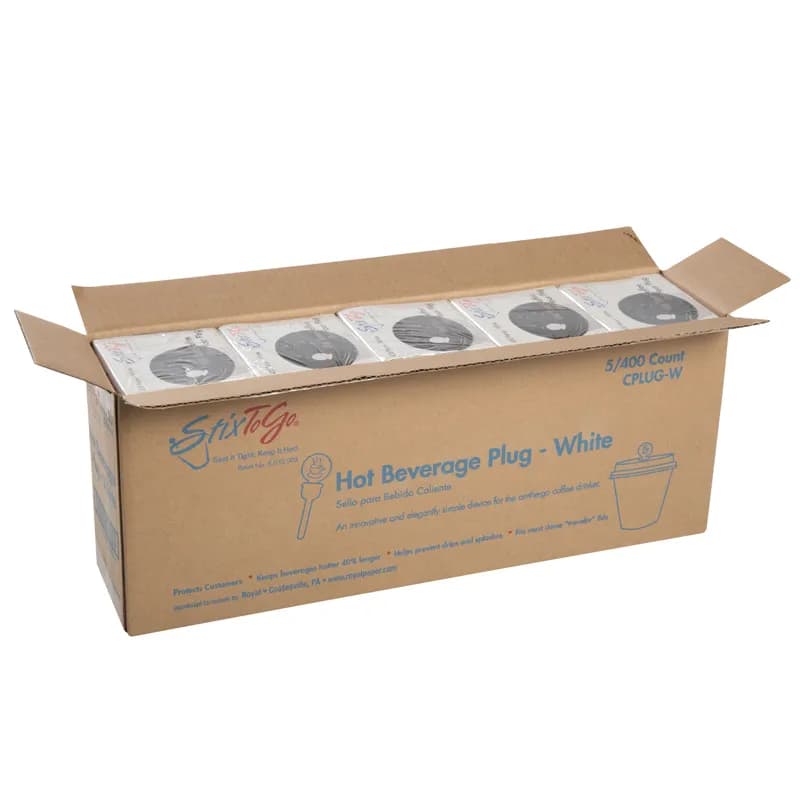 StixToGo Beverage Plug Plastic White 400 Count/Pack 5 Packs/Case 2000 Count/Case