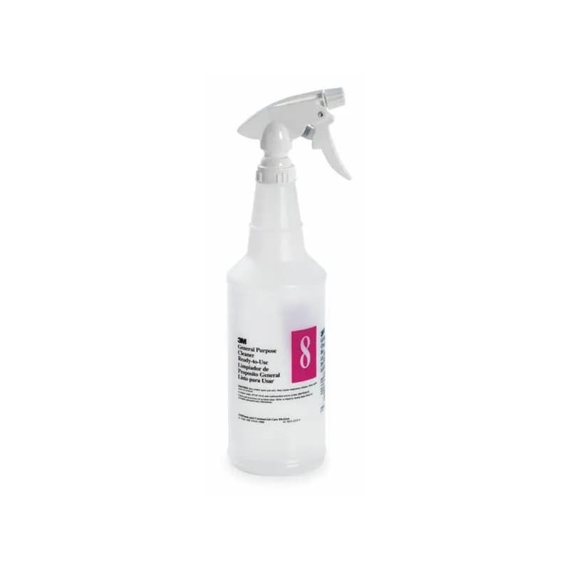3M General Purpose 8L Cleaner Spray Bottle & Trigger Sprayer 32 FLOZ PE Clear White 1/Each