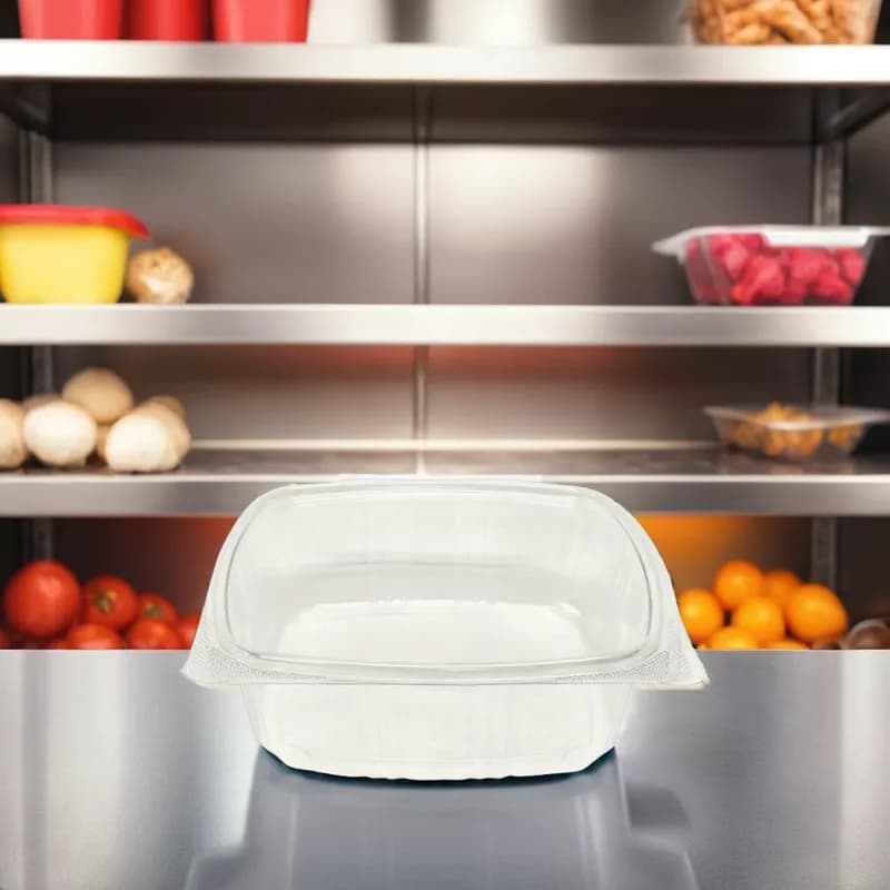 Take-Out Container Hinged 48 OZ 8X16X2.5 IN RPET Clear 200/Case