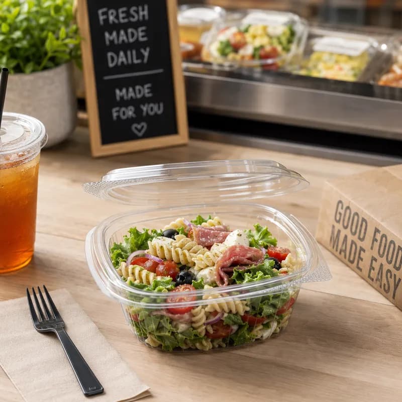 Deli Container Hinged 16 OZ 5.6X4.9X2.4 IN RPET 200/Case