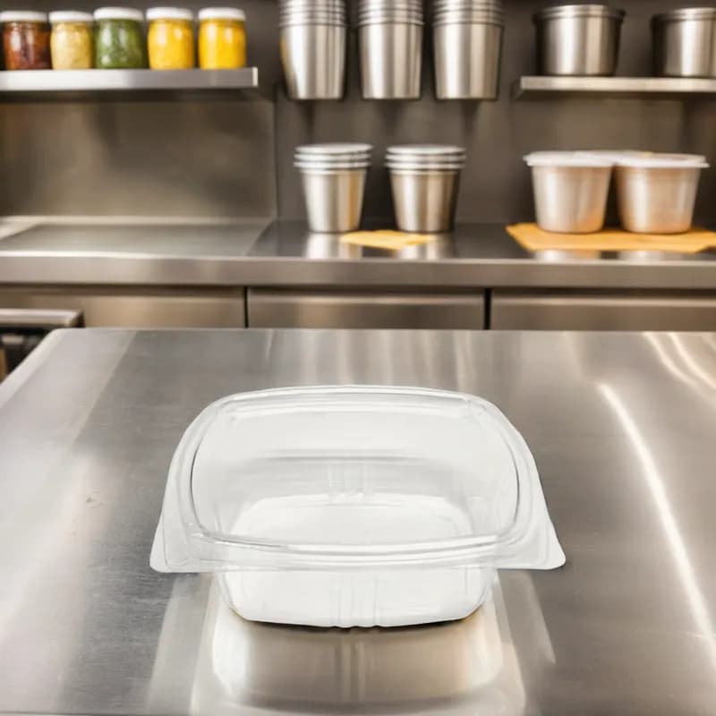 Deli Container Hinged 12 OZ RPET Clear 200/Case