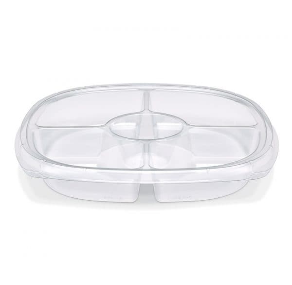 Fresh 'n Clear® Take-Out Container Base 12.5X2.03 IN 5 Compartment PET Clear Round 50/Case