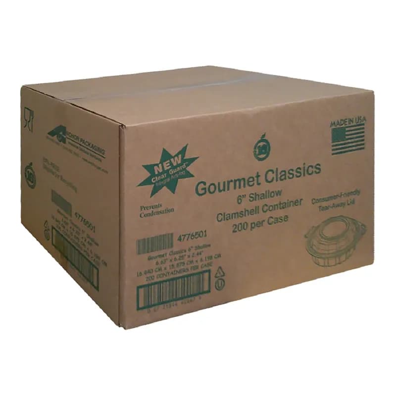 Gourmet Classics® Cold Take-Out Container Hinged 6X6 IN RPET Black Clear Shallow Freezer Safe 200/Case