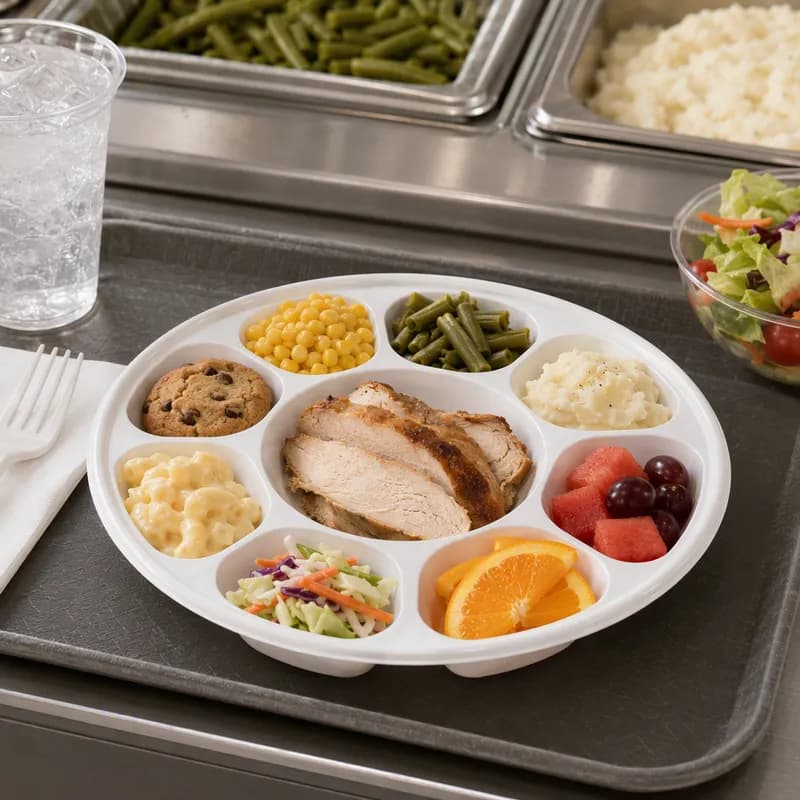 Plate 9 Compartment Plastic Round 200/Case