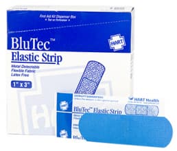 BluTec Adhesive Bandage Blue Cloth Adhesive Gauze Metal Detectable 100/Box