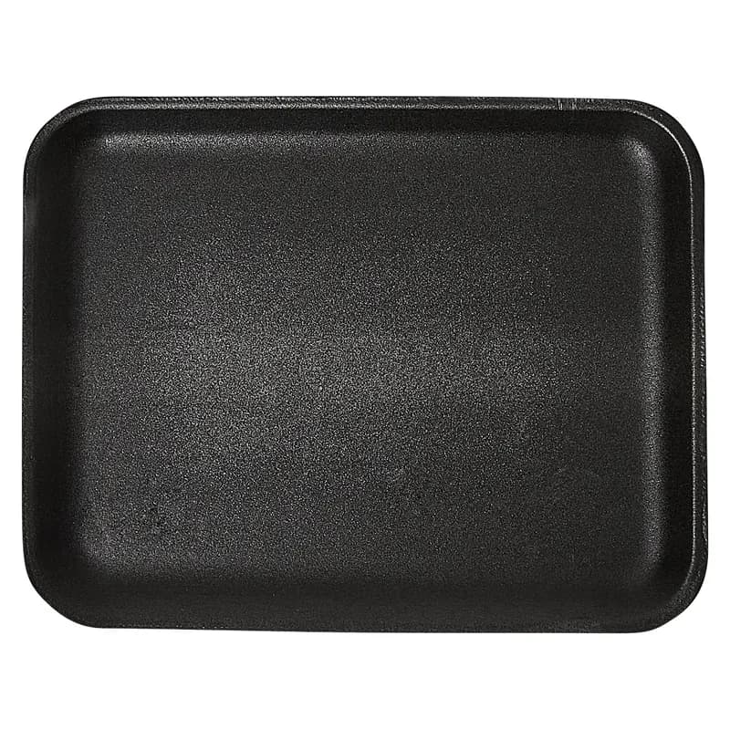 4S Meat Tray 7.25X9.25X0.63 IN Polystyrene Foam Black Rectangle 500/Case