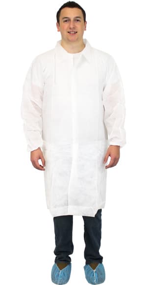 Safety Zone® General Purpose Lab Coat XXL White PP With Elastic 30/Case