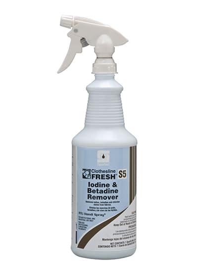 Clothesline Fresh® Iodine & Betadine Remover S5 Unscented Laundry Stain Remover 1 QT Alkaline RTU 12/Case