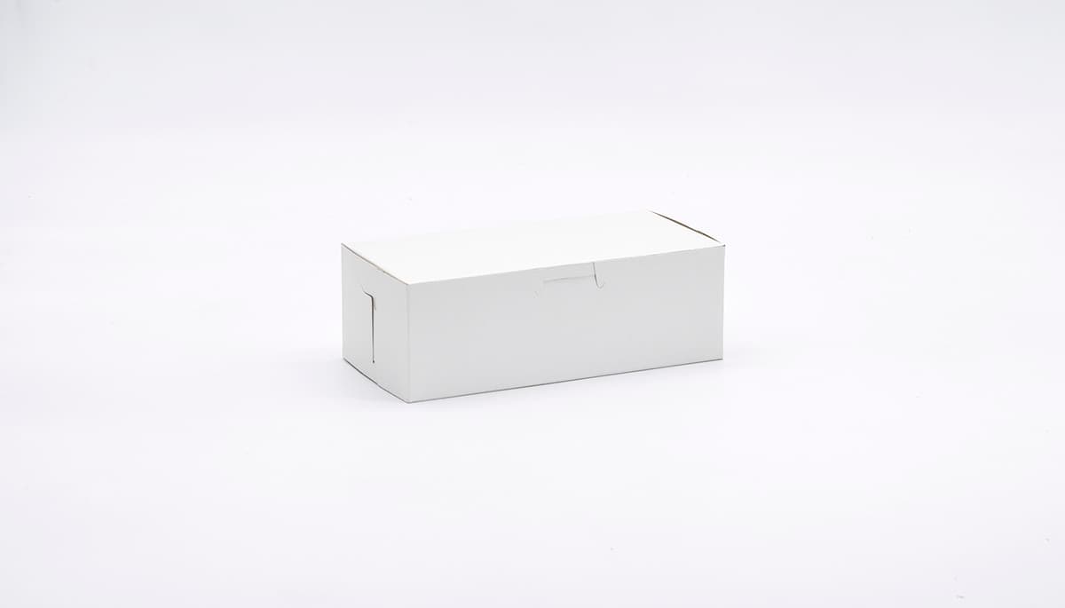 Easy Lock Cake Box 8X4X2.75 IN SUS Paperboard CRB White Rectangle Lock Corner 1-Piece 250/Bundle