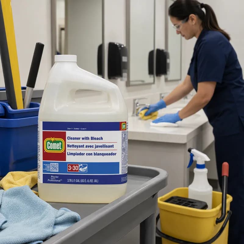 Comet All Purpose Cleaner Disinfectant Deodorizer Delimer & Descaler 1 GAL Heavy Duty RTU Bleach 3/Case