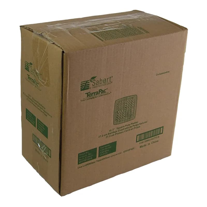 Serving Tray Base 11X11X1.06 IN Pulp Fiber Kraft Square 25/Case