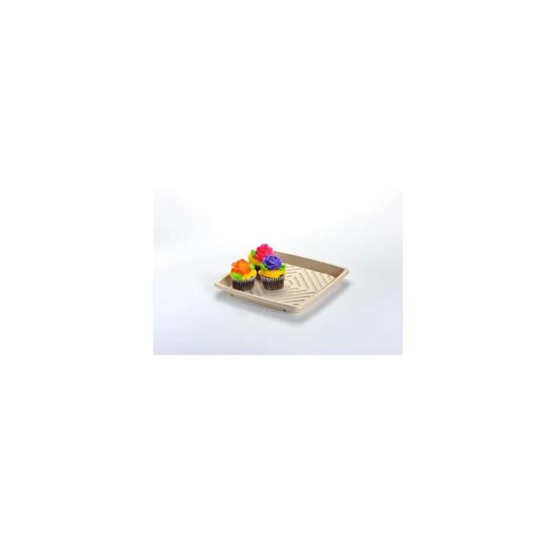 Serving Tray Base 11X11X1.06 IN Pulp Fiber Kraft Square 25/Case