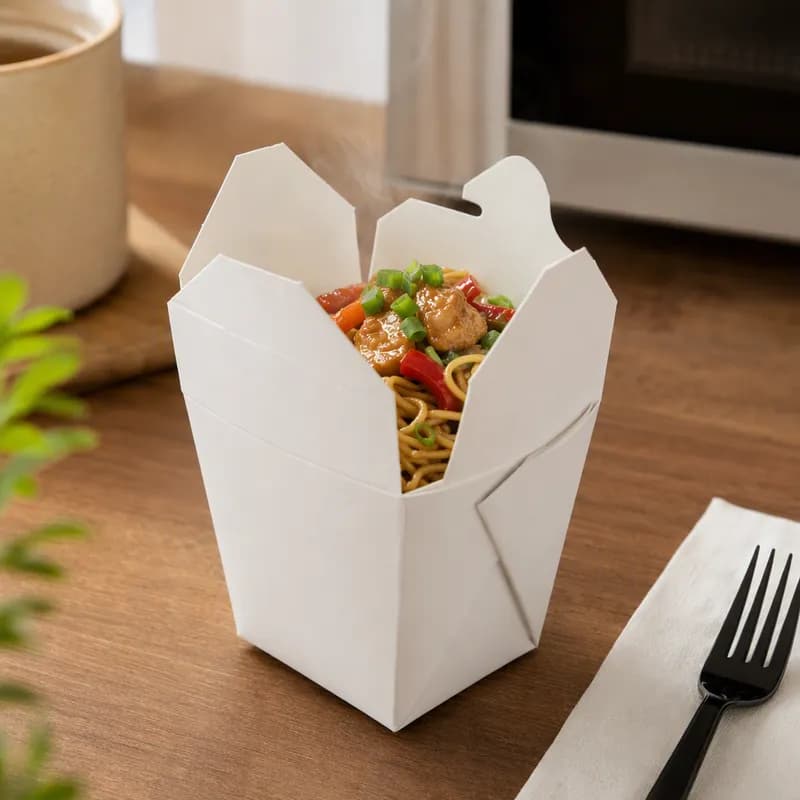 Fold-Pak® Food Pail 8 OZ 3X3X2.5 IN Paper White Square Without Handle Microwave Safe 450/Case