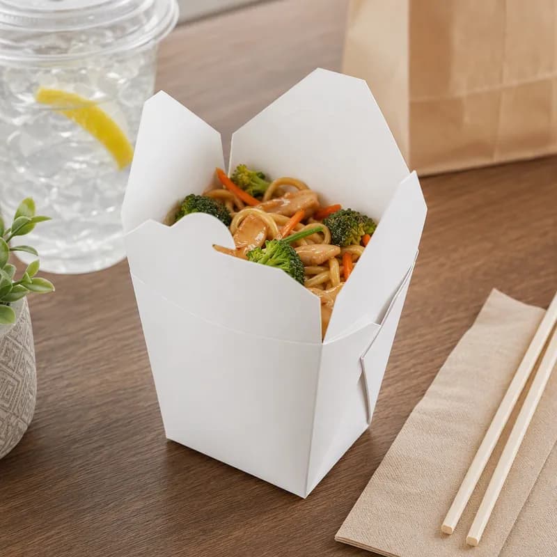 Fold-Pak® Food Pail 32 OZ 4X4X4.25 IN Paper White Square Without Handle Microwave Safe 450/Case