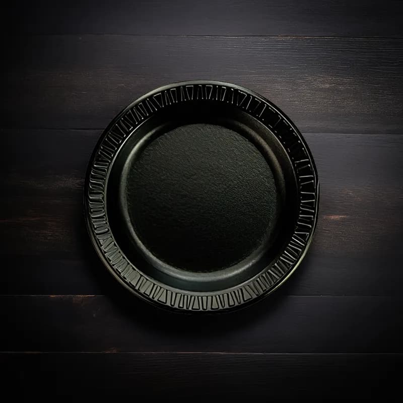 Dart® Quiet Classic® Plate 7 IN Polystyrene Foam Black Round Laminated 1000/Case