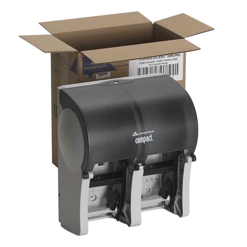 Compact Quad® Toilet Paper Dispenser 6.90X11.75X13.25 IN Smoke Coreless 4-Roll High Capacity 1/Each