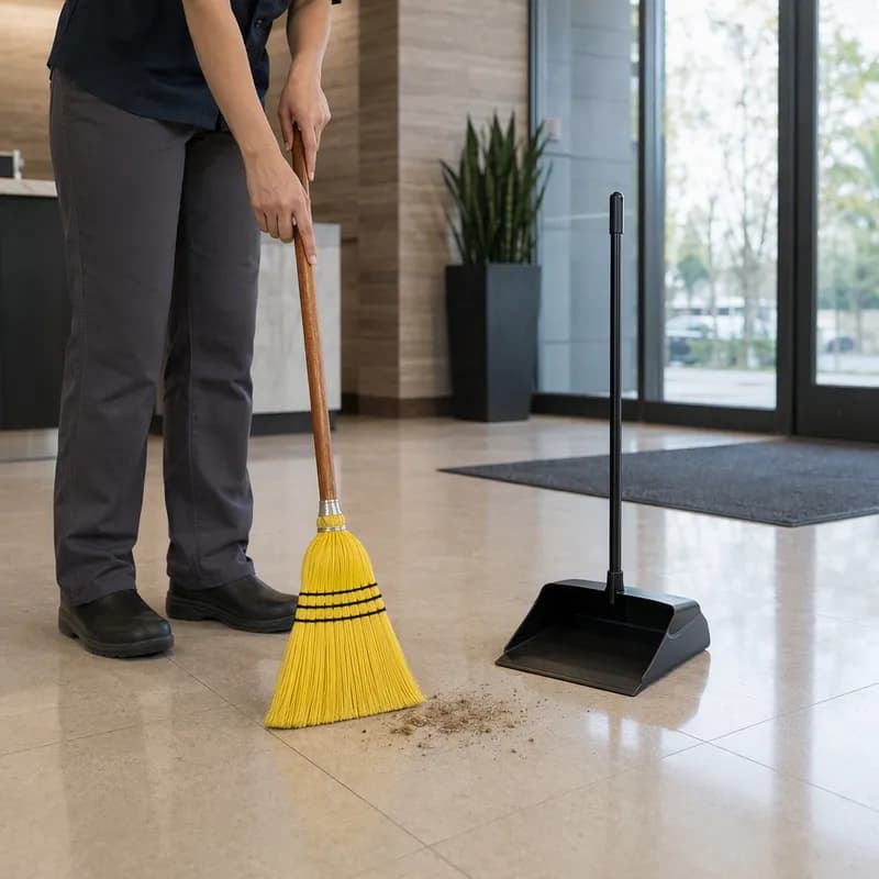 Lobby Broom 30IN Yellow Plastic Wood 1/Each