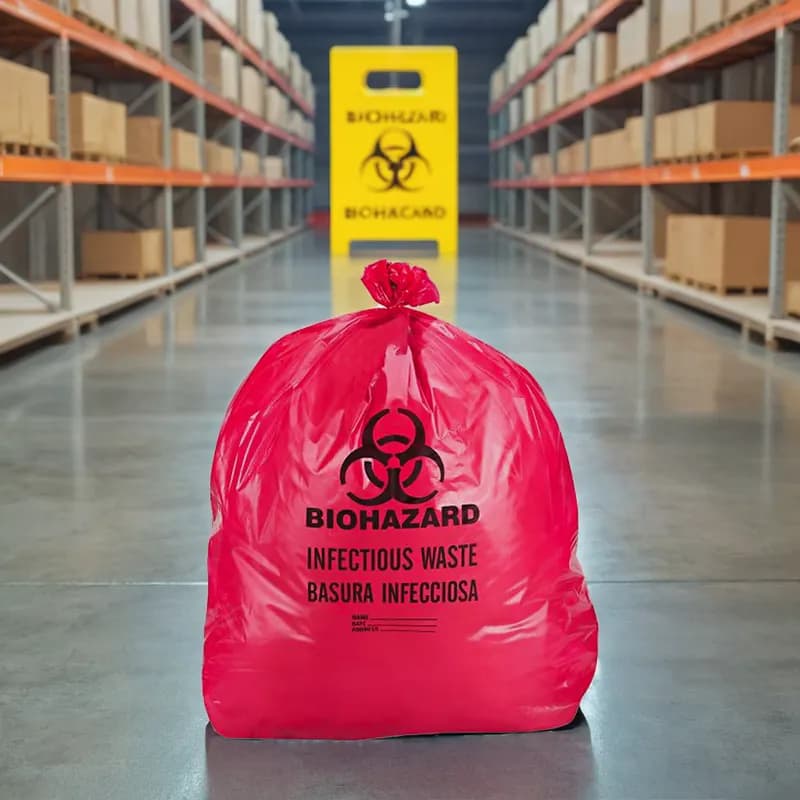 Biohazard Bag 30X36 IN Red Plastic 1.3MIL 100/Case