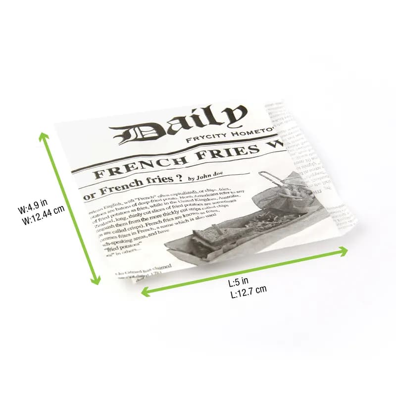 Bag 5.1X5.1 IN Paper Black White Newspaper Print With Double Open Closure 1000 Count/Pack 8 Packs/Case 8000 Count/Case