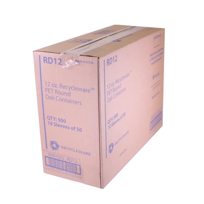 Recycleware® Deli Container Base 12 OZ RPET Clear Round 500/Case
