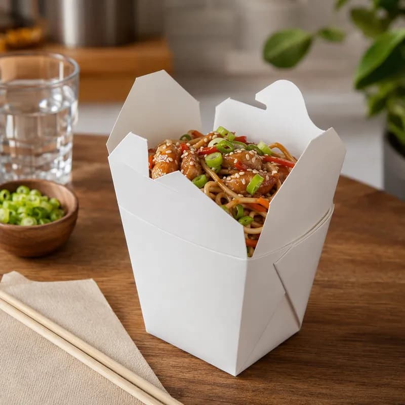 Fold-Pak® Food Pail 8 OZ 3X2.5X2.5 IN Paper White Rectangle Microwave Safe 450/Case