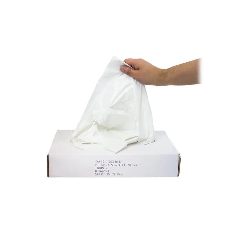 Apron 28X46 IN White 2MIL PE Disposable 500/Case