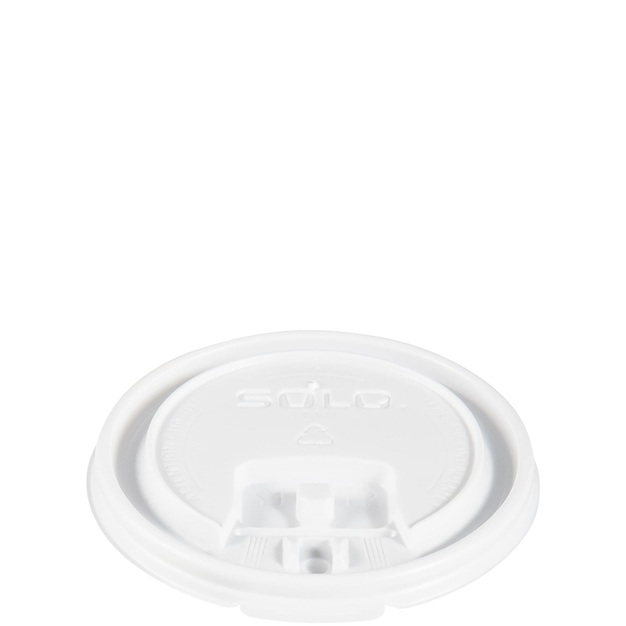Solo® Lid Flat 3.258X0.33 IN PS White For 8 OZ Hot Cup Lock Tab Sip Through Lift Back 100 Count/Pack 10 Packs/Case