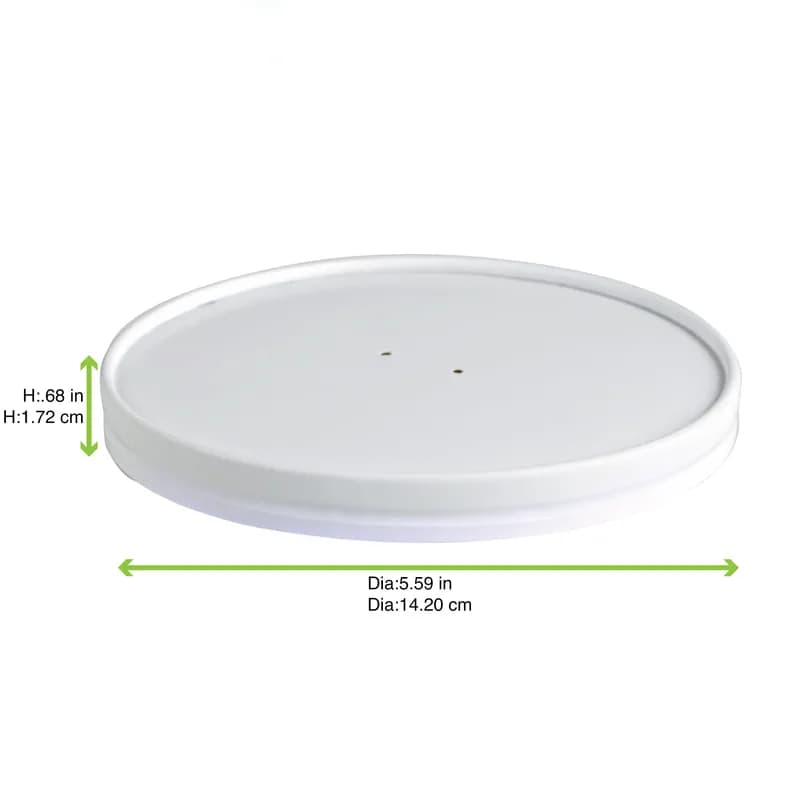 Lid Flat 5.9X1 IN Paper White Round For Container 45 Count/Pack 8 Packs/Case 360 Count/Case