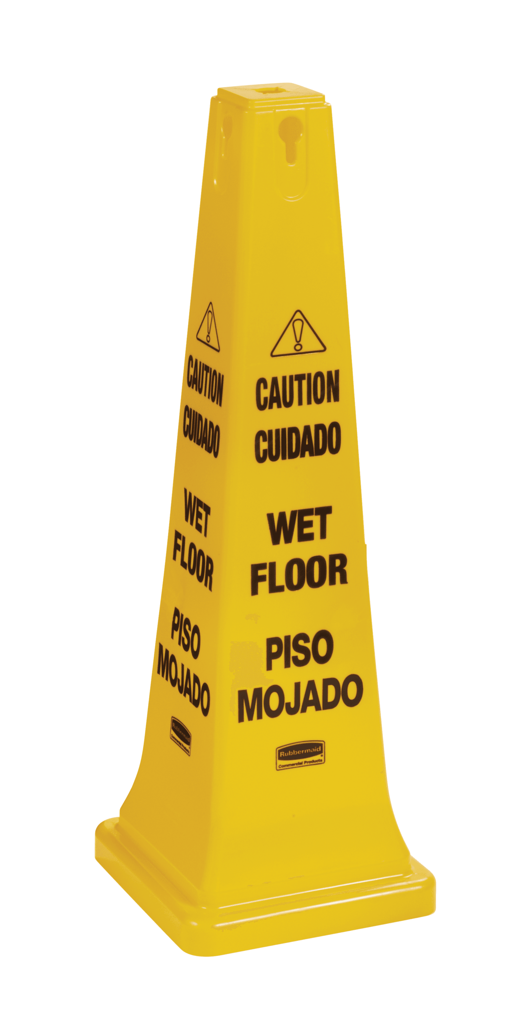 Safety Cone 12X12X36 IN Caution Wet Floor Yellow Plastic Multilingual 4 Side 1/Each