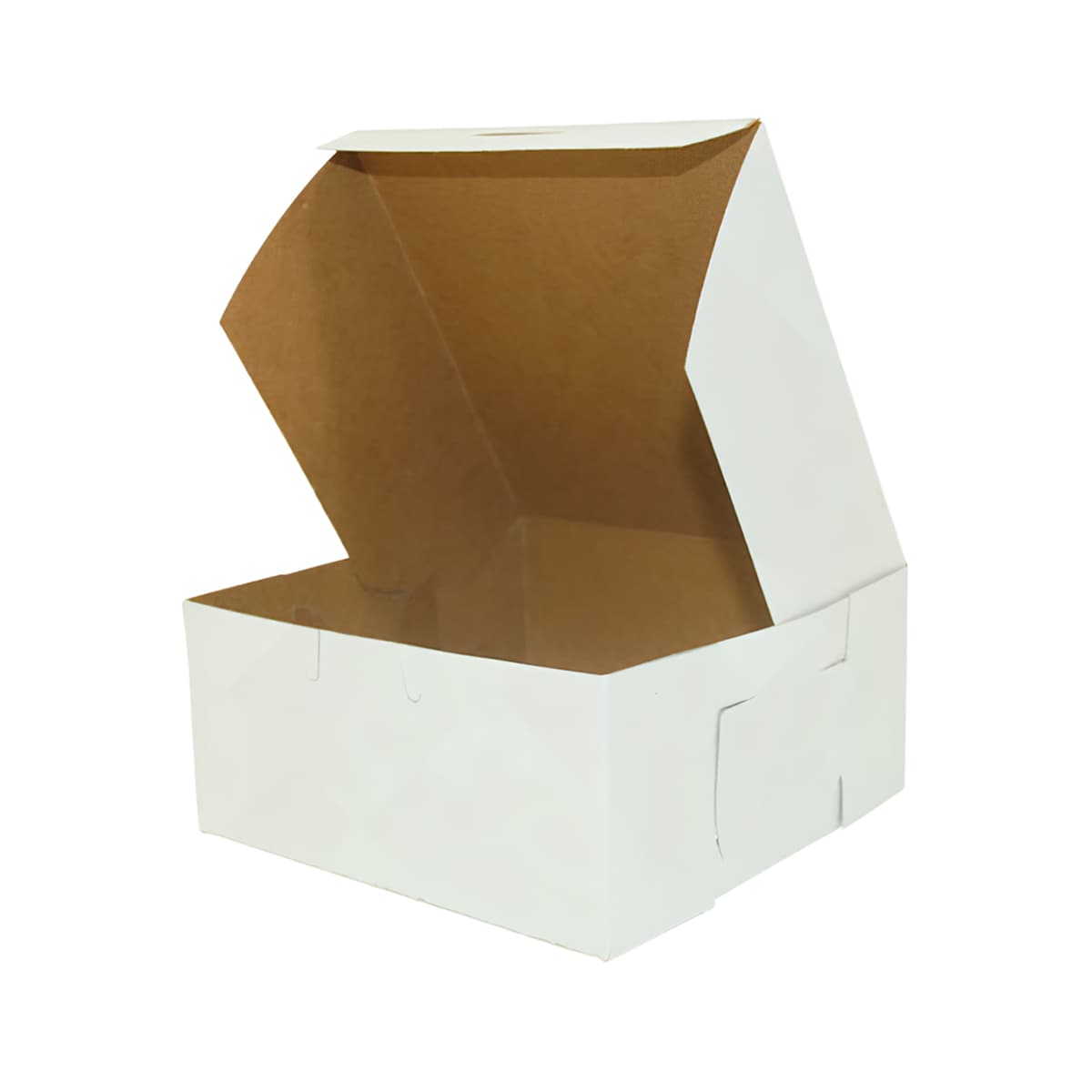 Easy Lock Cake Box 8X8X3 IN SUS Paperboard CRB White Square Lock Corner 1-Piece 250/Bundle