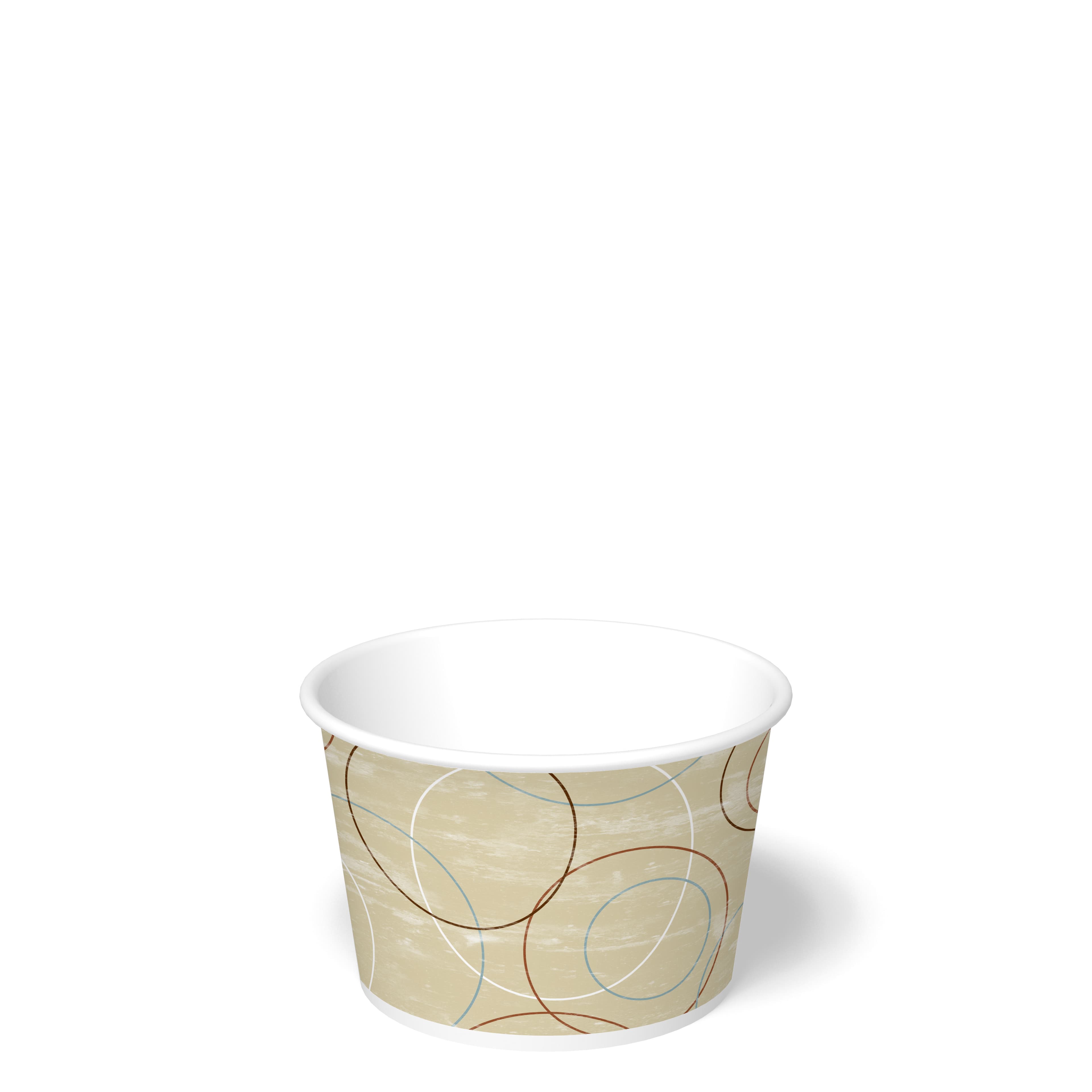 Food Container Base 12 OZ Double Wall Poly-Coated Paper Multicolor Champagne Round Squat 1000/Case