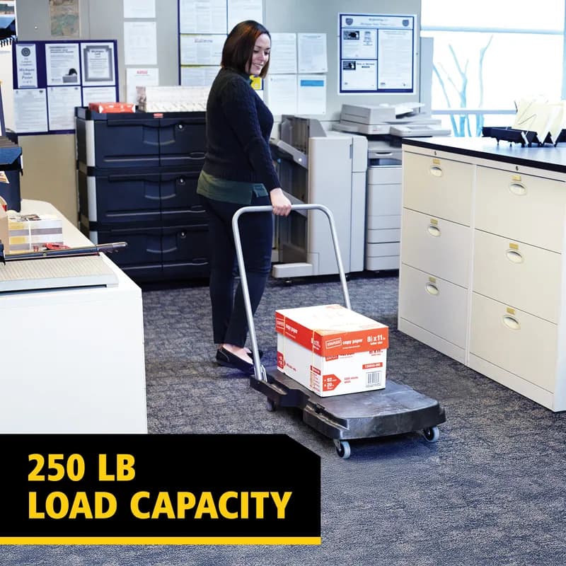 Triple Trolley 32.5X20.5X36 IN 250 LB Black Gray Resin Straight Handle Utility 3 IN TPR Casters Ergonomic Handle 1/Each
