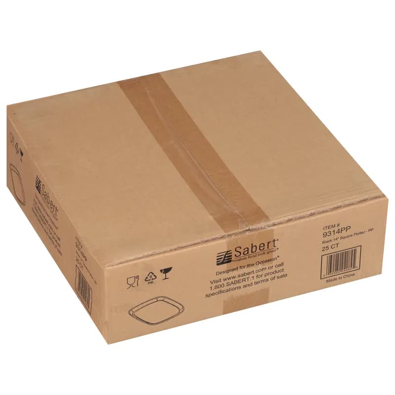 Mozaïk® Serving Tray Base 14.1X14.1X0.69 IN PP Black Square 25/Case