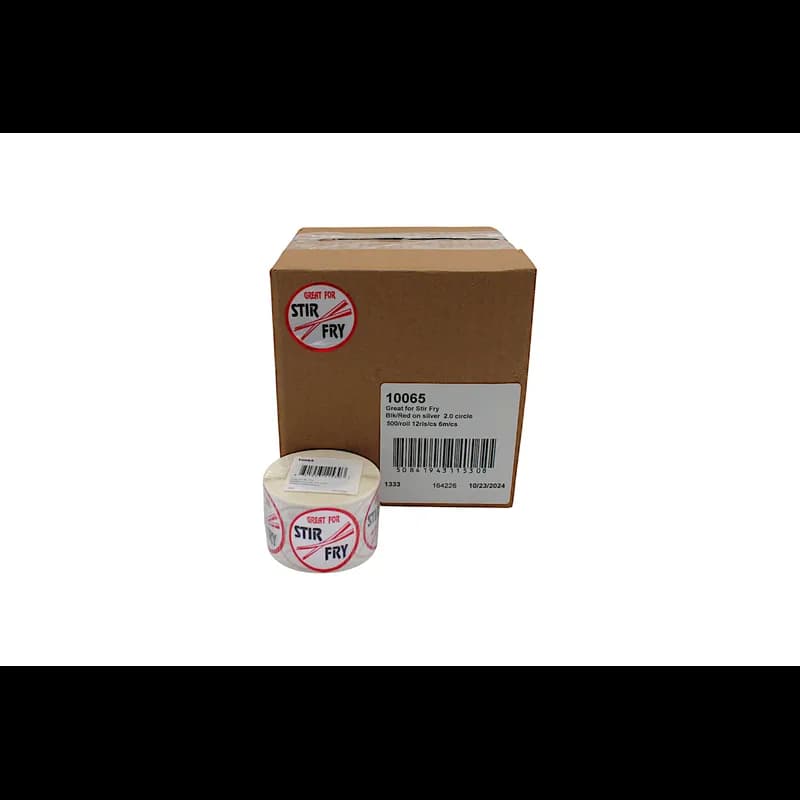 Great For Stir Fry Meat Label 2 IN Silver Red Circle 500 Count/Roll 12 Rolls/Case 6000 Count/Case