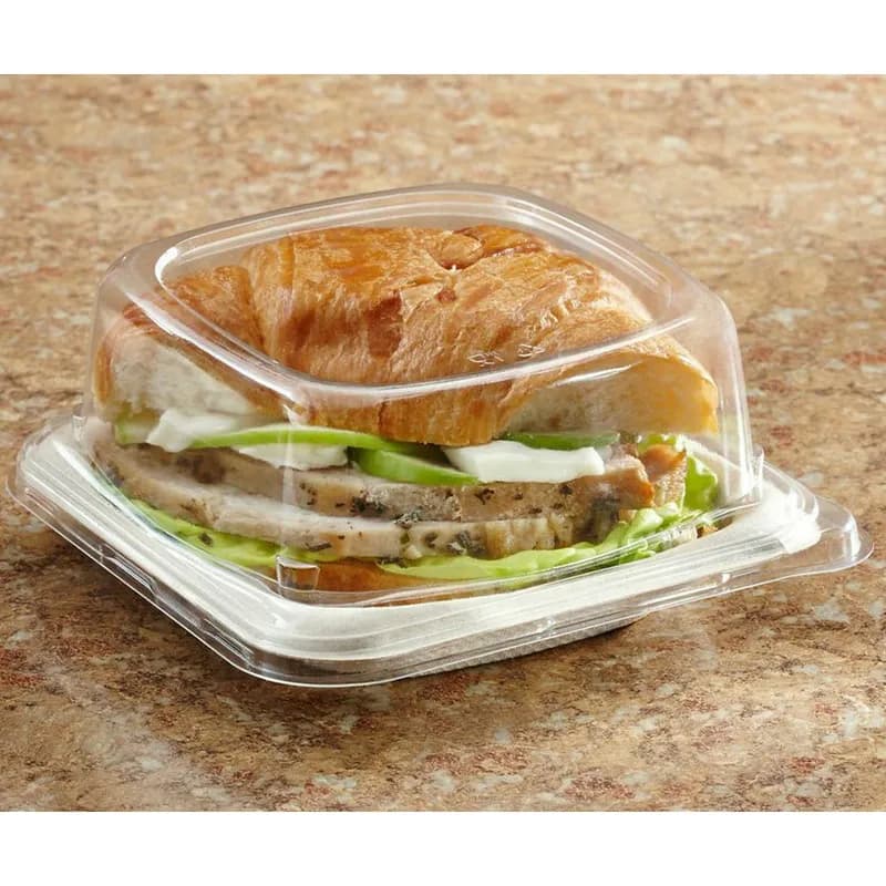 Lid Dome 5.8X5.8X2.1 IN PET Clear Square For Sandwich Wedge 300/Case