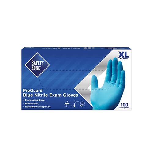 Safety Zone® General Purpose Gloves XL 9.65 IN Blue 4.6g Nitrile Rubber 100 Count/Pack 10 Packs/Case 1000 Count/Case