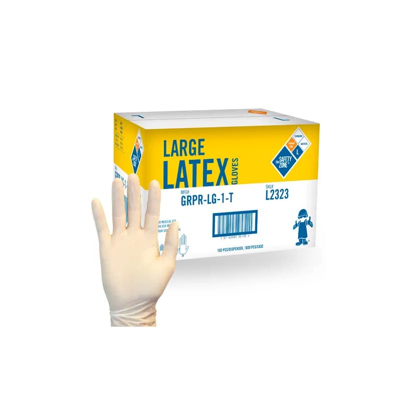 Safety Zone® Gloves Medium (MED) Natural Latex Powder-Free 1000/Case