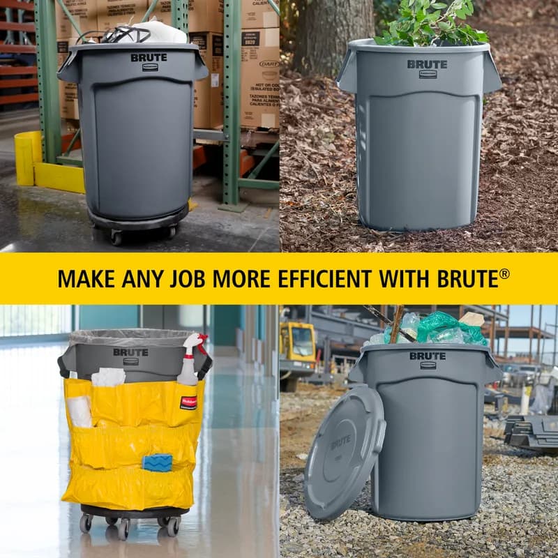 Brute® 1-Stream Trash Can 28.03X24.09X31.3 IN 44 GAL Yellow Resin Food Safe 1/Each